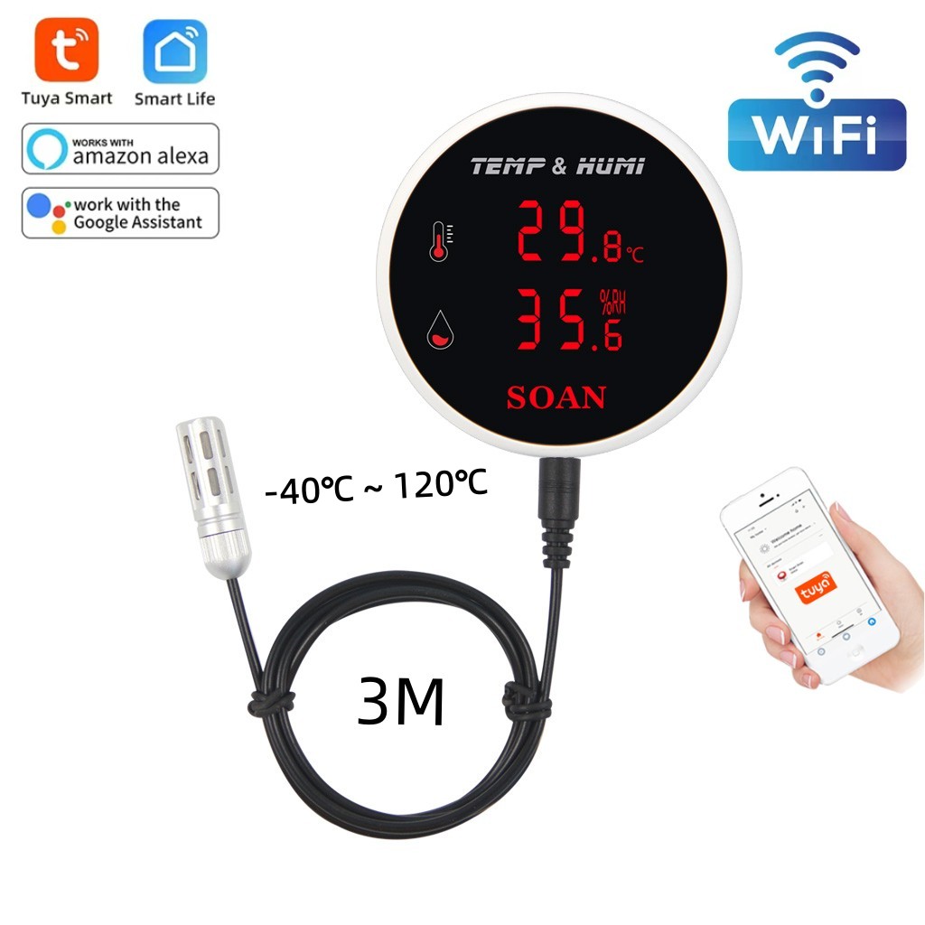 Digital Hygrometer Probe - Tuya 와이파이 온도 습도 센서 외부